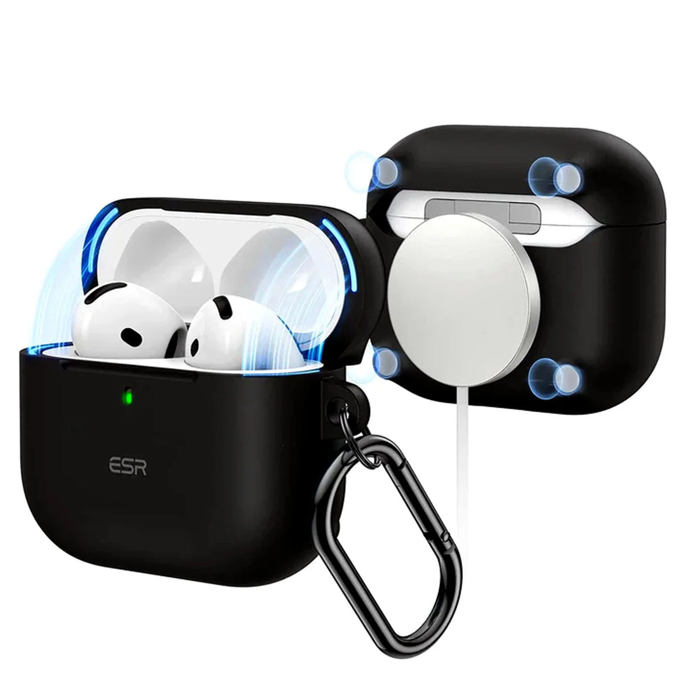 Silicone AirPods 4th Gen Case Cover - Shockproof Protective Skin, Slim Fit, Supports Wireless Charging - Black
