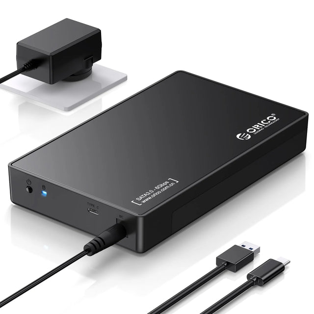 USB 3.0 to SATA III External Hard Drive Enclosure for 3.5-inch SATA HDD - 16TB Compatible, ABS Black