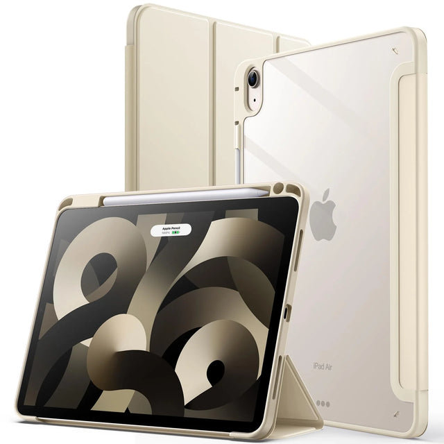 Clear Case for iPad Air 11-Inch M4/M3/M2 (2026/2025/2024) & iPad Air 5/4 (2022/2020) - Starlight, with Pencil Holder, Flexible TPU Bumper, Hard PC Back