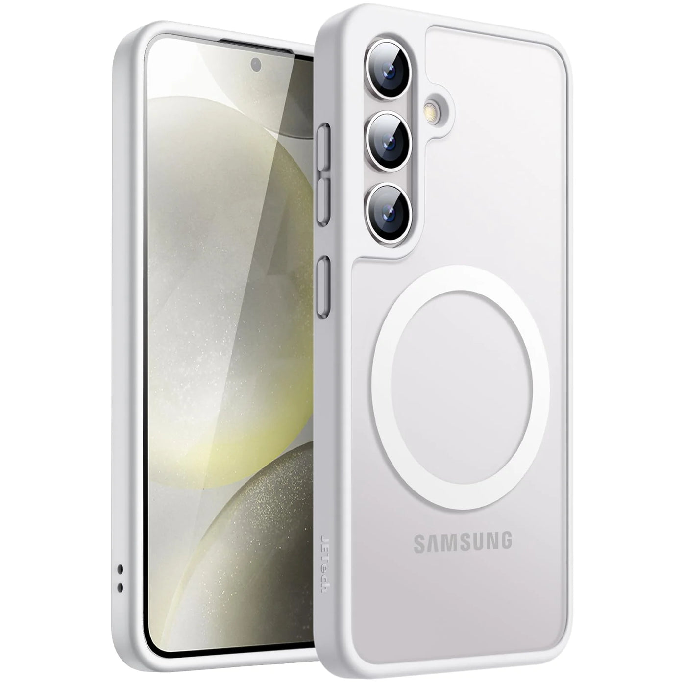 Magnetic Case for Samsung Galaxy S24+ 5G, Shockproof TPU+PC Cover with MagSafe Compatibility, Slim Matte Back, Silver