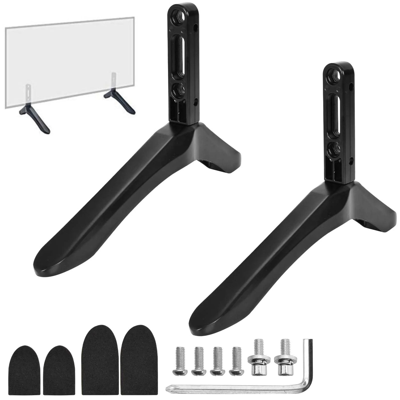 Black Alloy Steel Tabletop TV Stand Mount for 32-65 Inch TVs, Replacement TV Base Stand with Non-Slip Base