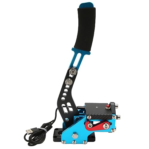 2-in-1 USB Racing Game Controller with Progressive Handbrake – Blue, Realistic Damping for PC