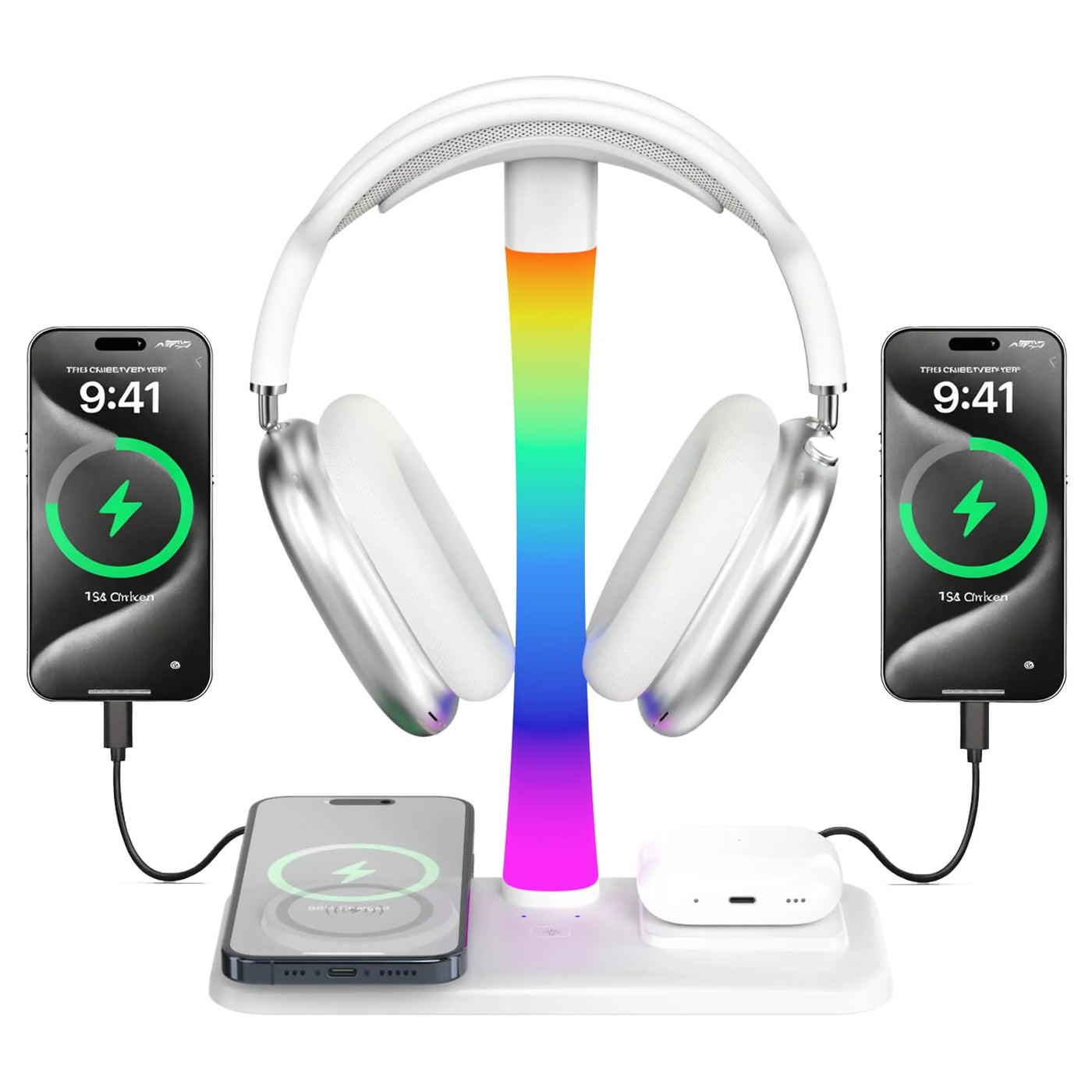 Wireless Charging Headphone Stand with RGB Lighting