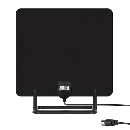 Indoor TV Antenna for Freeview HD - Portable Aerial with Stand & Window Mount, DVB-T2, 3m Cable, Black
