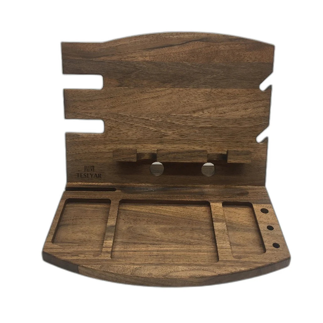 Natural Walnut Docking Station Organizer for Nightstand Accessories, Brown