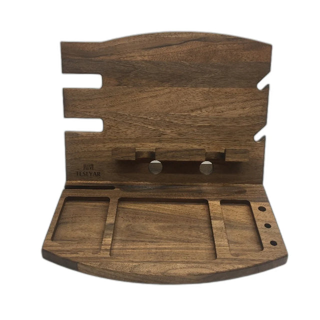 Natural Walnut Docking Station Organizer for Nightstand Accessories, Brown
