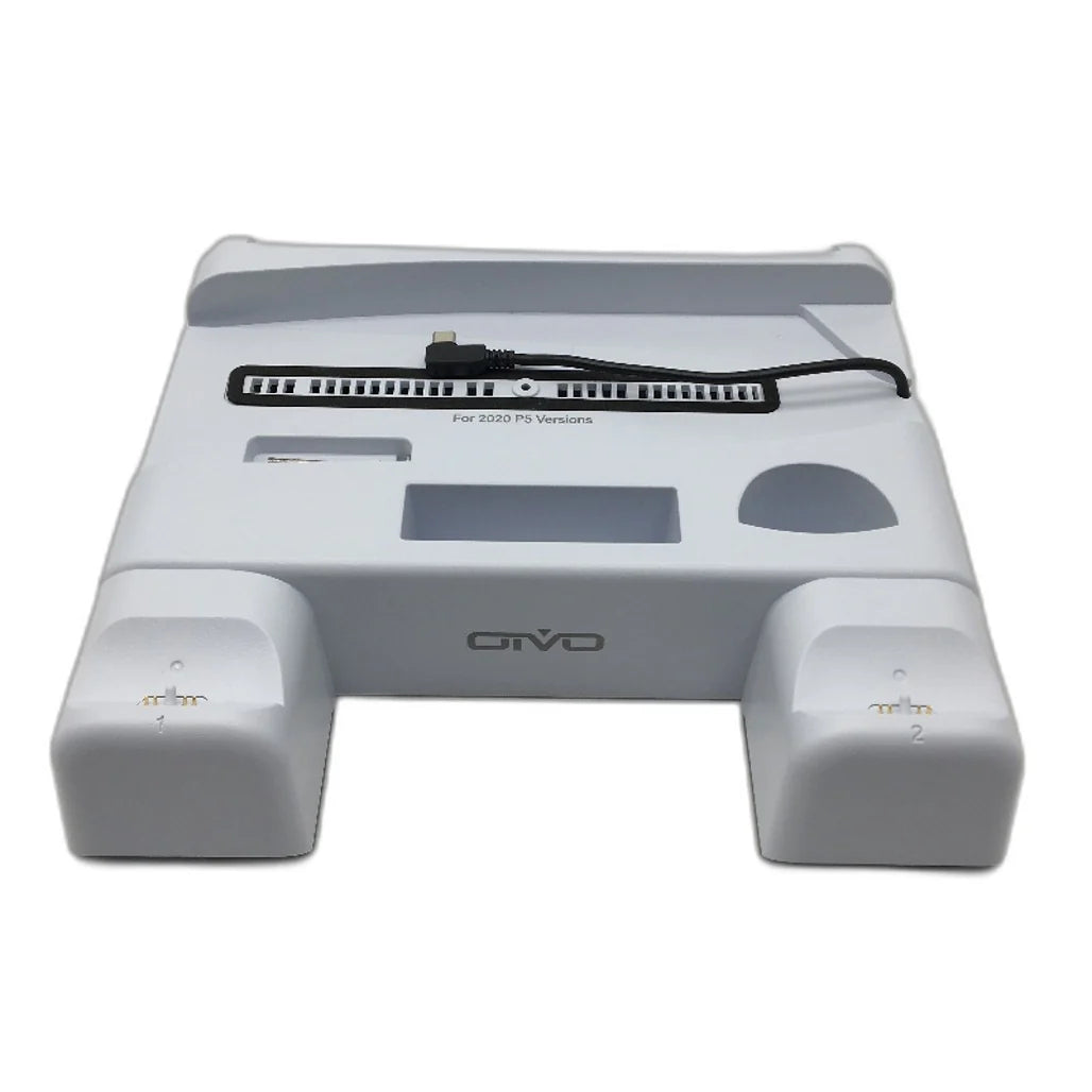 PS Console & Controller Charging Station, Gaming Accessories Holder, White, 26x26x6cm