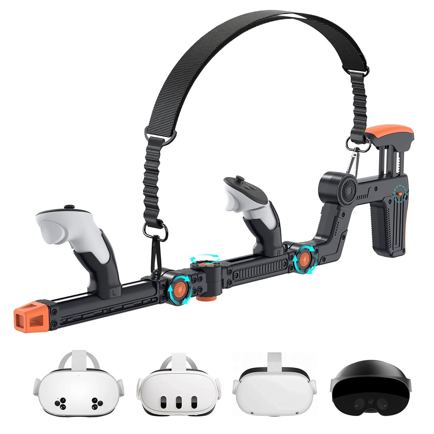 Virtual Reality Gunstock with Adjustable Shoulder Strap for Meta Quest 3/3S, Strong Magnetic Controller Attachment, Height-Adjustable Cheek Rest, Ergonomic VR Rifle Stock for Immersive Gaming