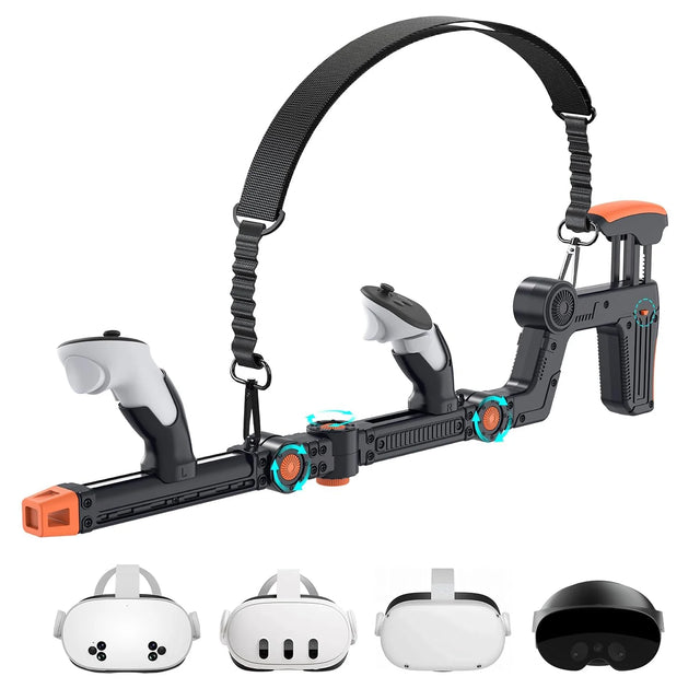 Virtual Reality Gunstock with Adjustable Shoulder Strap for Meta Quest 3/3S, Strong Magnetic Controller Attachment, Height-Adjustable Cheek Rest, Ergonomic VR Rifle Stock for Immersive Gaming