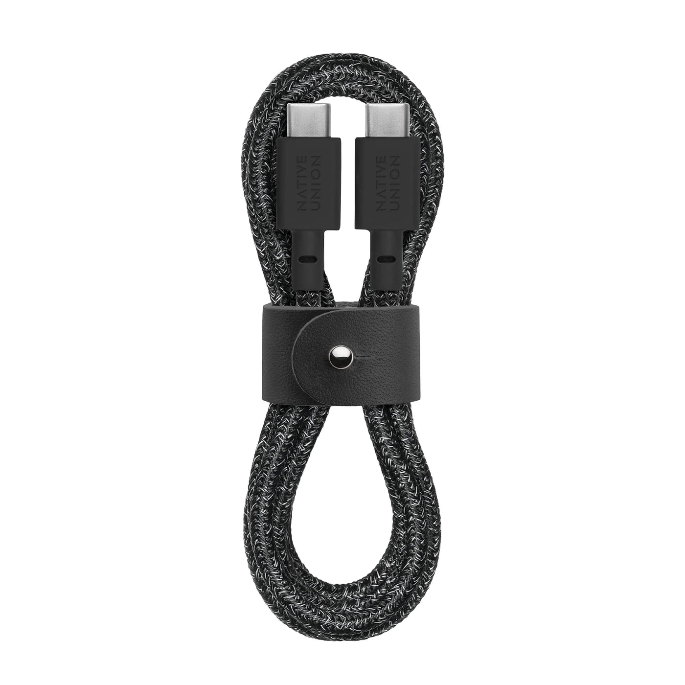 USB-C to USB-C Braided Charging Cable 1.2m Cosmos Black - 60W PD Fast Charge Cable with Kevlar Fiber and Leather Strap for MacBook, iPad, Samsung Galaxy