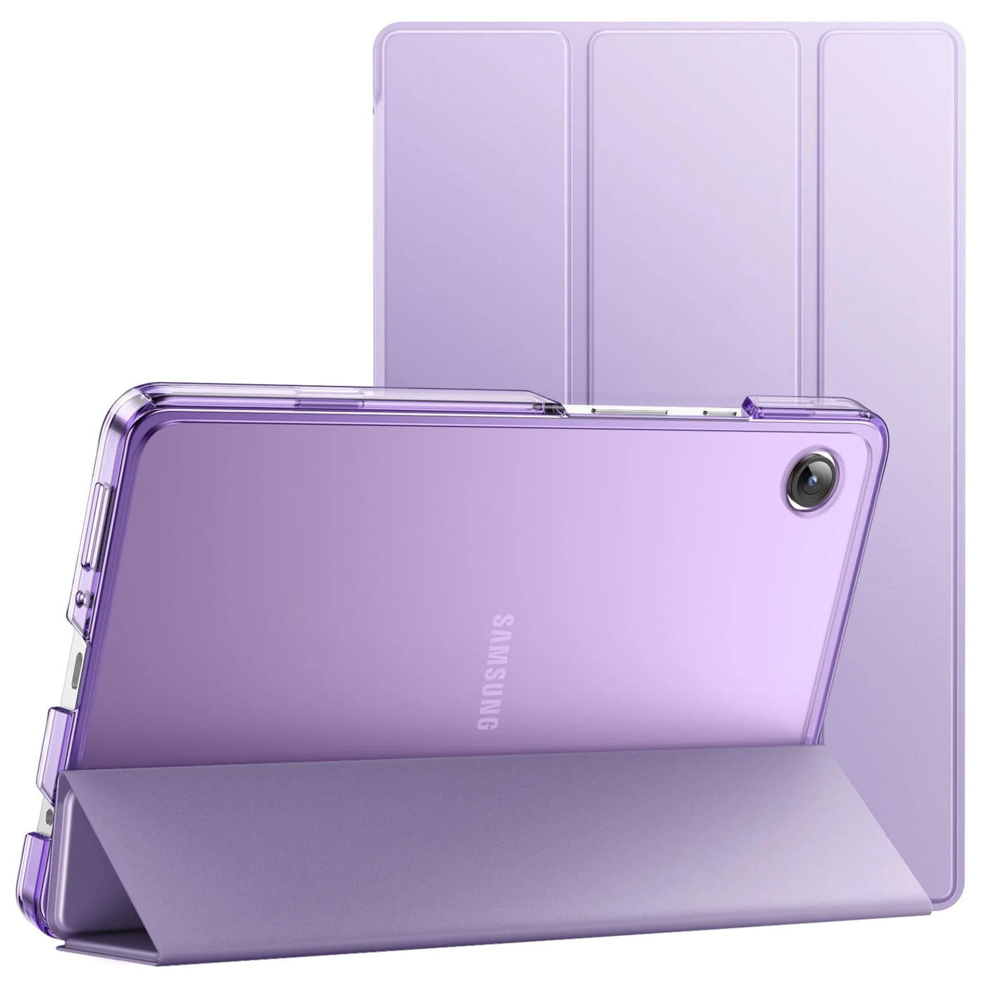 Slim Translucent Tablet Case for Samsung Galaxy Tab A11/Tab A9 8.7" - Light Purple, Hard PC Back & Soft PU Cover with Stand