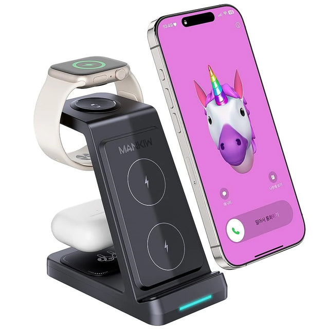 A99 3-in-1 Charging Station Compatible with Apple Watch, iPhone, AirPods - Black