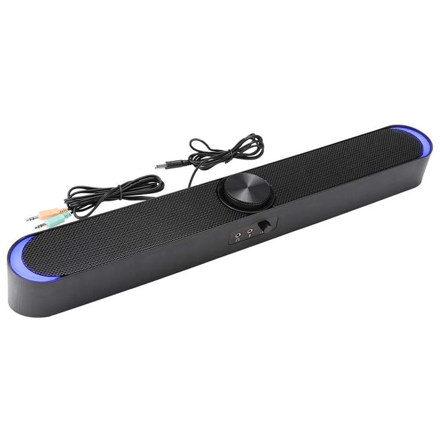 Mini Black Computer Speaker Subwoofer with Deep Bass, 3.5mm Jack, Compact Desktop Audio for PC Laptop