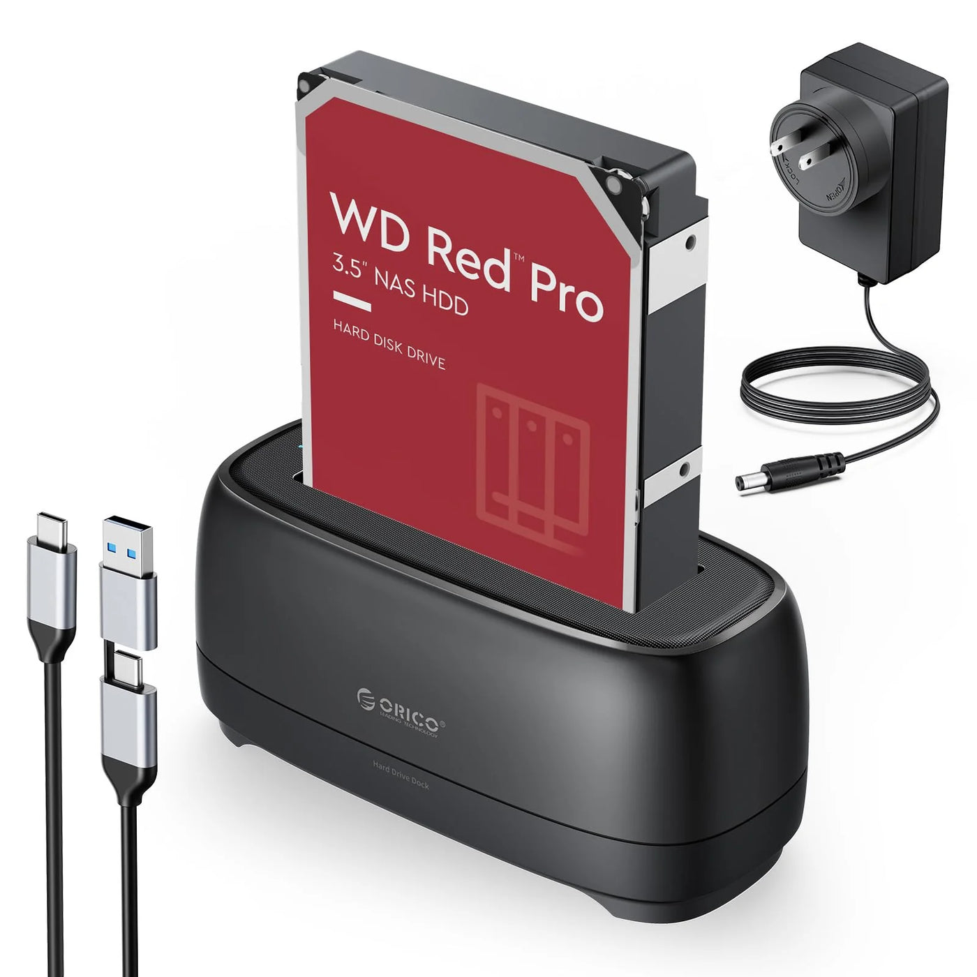 Black 3.5 Inch Hard Drive Docking Station - USB 3.2 Gen 1, Tool-Free Installation, Supports 2.5/3.5 SSD & HDD