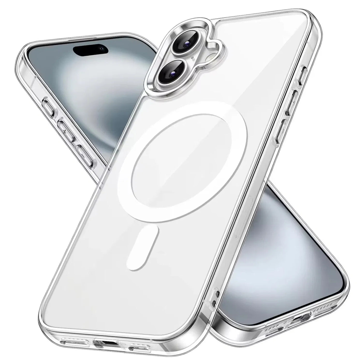 Transparent Magnetic Wireless Charging Shockproof Phone Case for iPhone 12 13 14 15 16 17