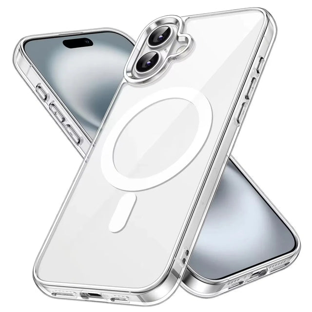 Transparent Magnetic Wireless Charging Shockproof Phone Case for iPhone 12 13 14 15 16 17