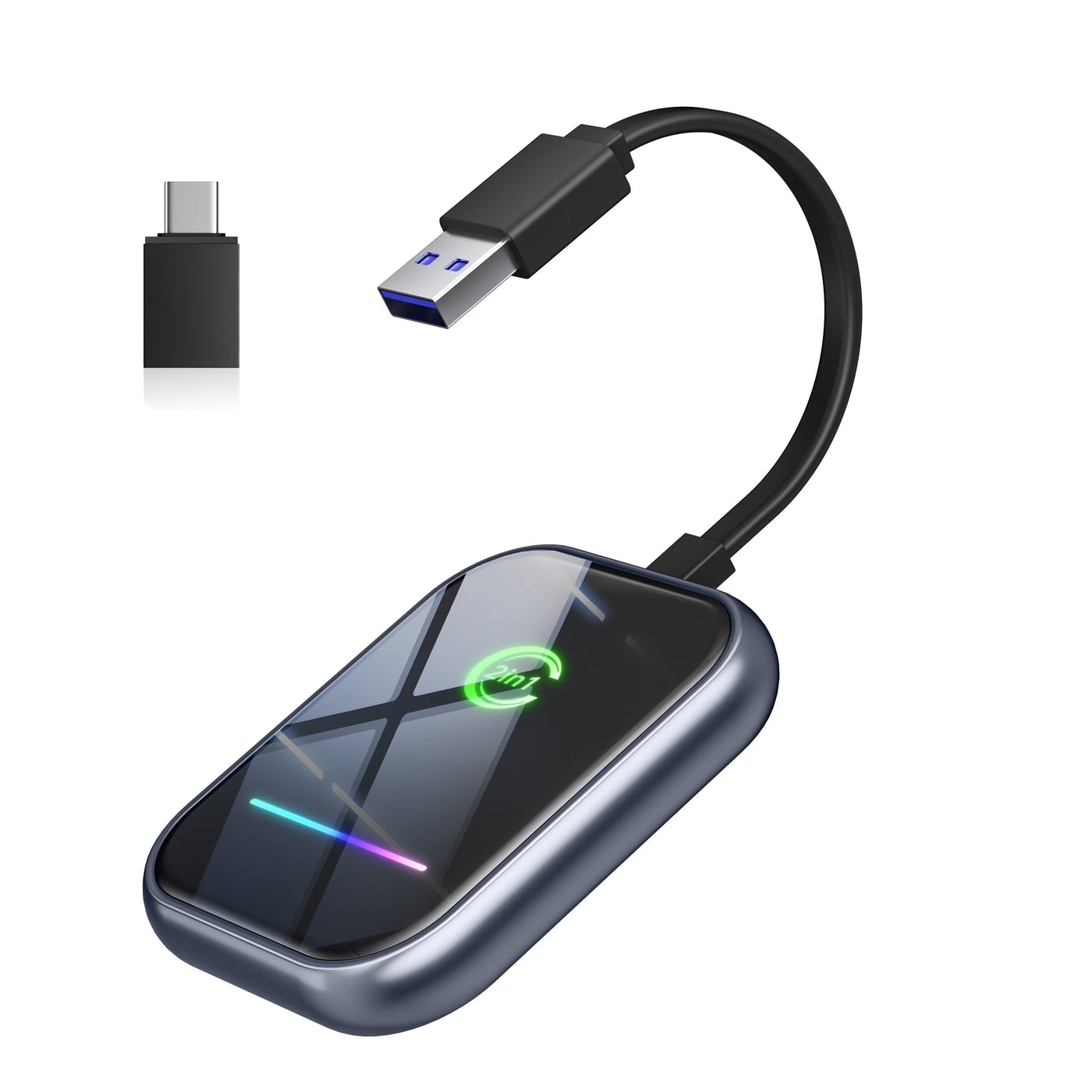 Xcarpad 2-in-1 Wireless CarPlay & Android Auto Adapter, Mini Plug-and-Play Dongle, Convert Wired CarPlay to Wireless for iPhone, OEM Cars 2016+