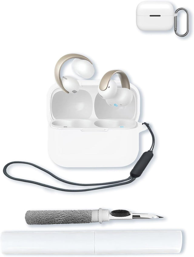 Silicone Case for Anker Soundcore AeroClip Open-Ear Clip-On Earbuds, Protective Cover with Keychain, Cleaning Pen & Lanyard