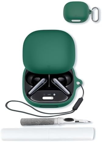 BOVUGAC Silicone Case for Soundcore Liberty 4 Pro Wireless Earbuds - Soft Protective Cover with Keychain, Cleaning Kit & Lanyard