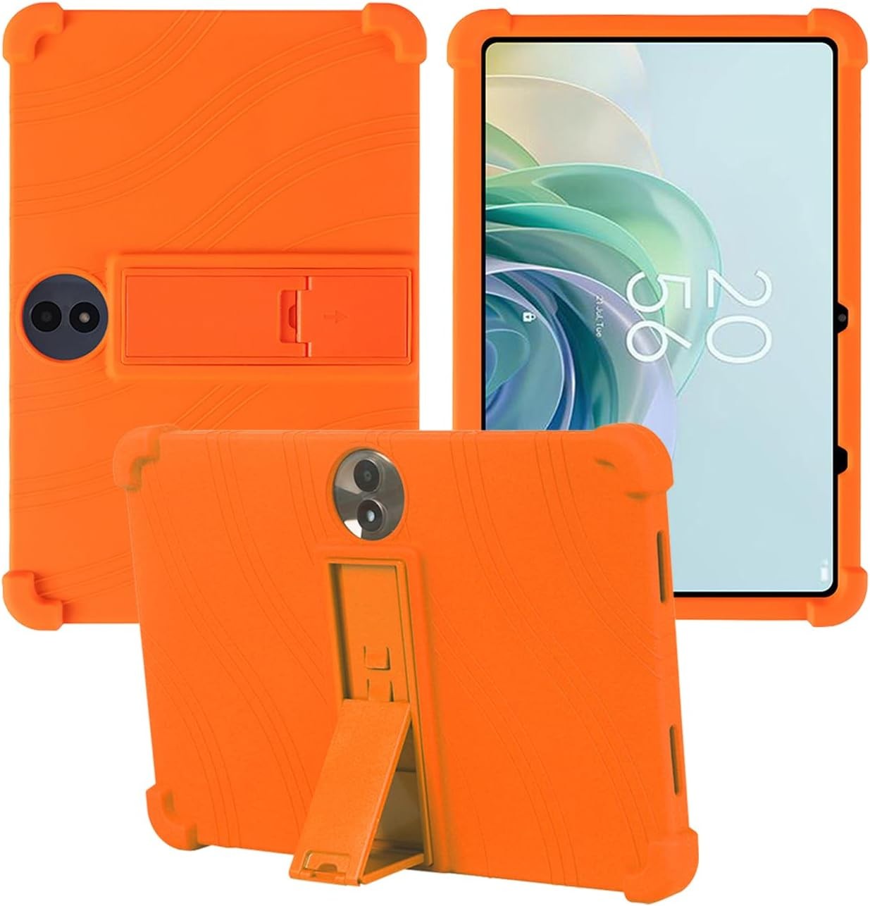 TCL TAB 11 Gen2 11 Inch Tablet Case, Soft Silicone Shockproof Cover with Adjustable Kickstand, Kids Friendly for Android 14 Tablets - Orange