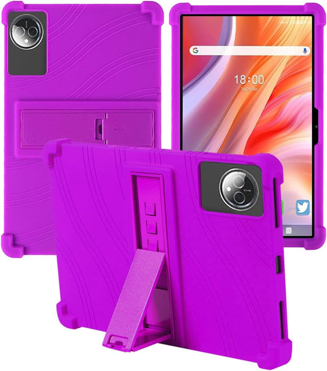 Soft Silicone Case for FEONAL 2025 11 inch Tablet, Adjustable Stand Shockproof Kids Friendly Cover (Purple)