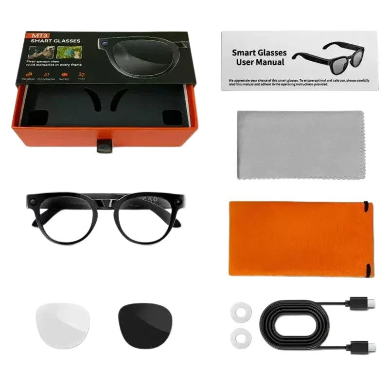 Smart Glasses with 8MP Camera, HD Video, AI Voice Translation, Blue Light Blocking, Type-C, Intelligent Wearable