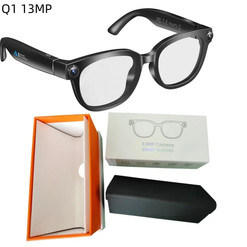 Q1 AI Smart Glasses, 13MP Camera, Video Recording, Chat GPT, WiFi Bluetooth