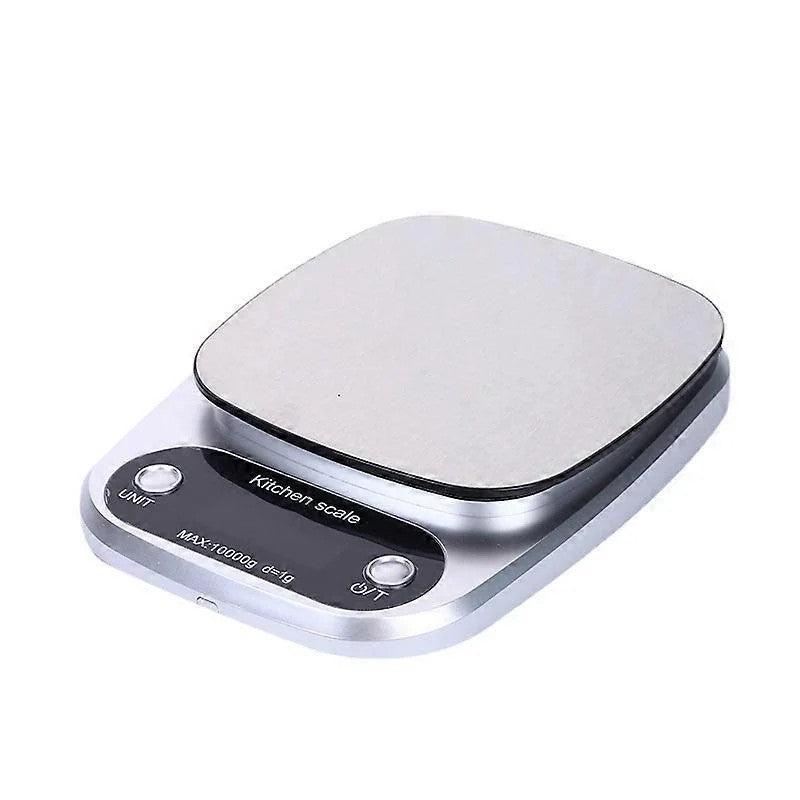 10kg/1g Digital Kitchen Scale for Baking and BBQ, Large Tray with Blue Backlight, Silver Pastry Scale