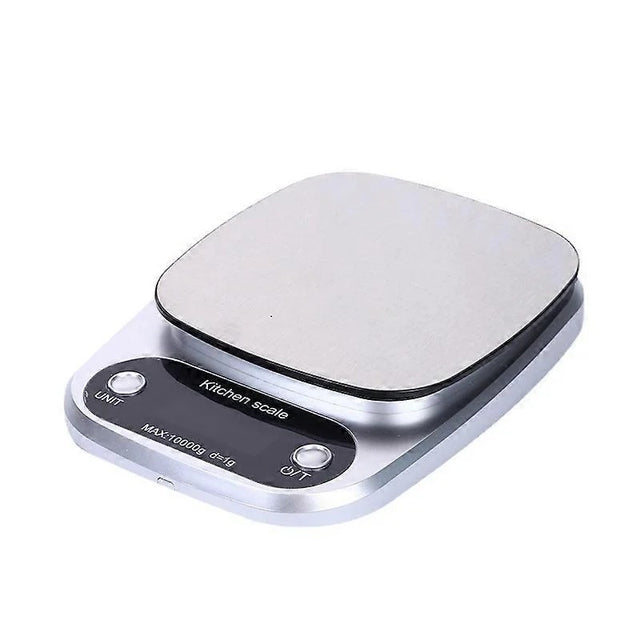 10kg/1g Digital Kitchen Scale for Baking and BBQ, Large Tray with Blue Backlight, Silver Pastry Scale