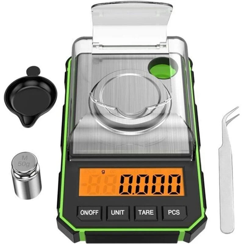 High-Precision Digital Scale 50g/0.001g – Home Kitchen Accessory for Jewelry, Cooking & Laboratory, with Backlit LCD and Calibration Weight