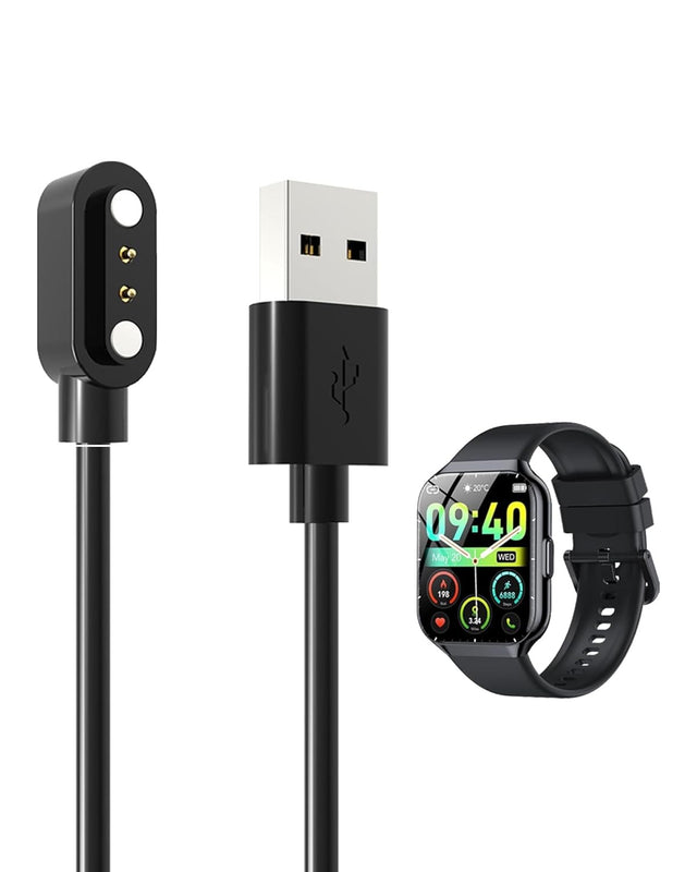 2 Pack Magnetic USB Charging Cable for CASCHO P98 Smart Watch, Replacement Charger with Magnetic Connector, Black