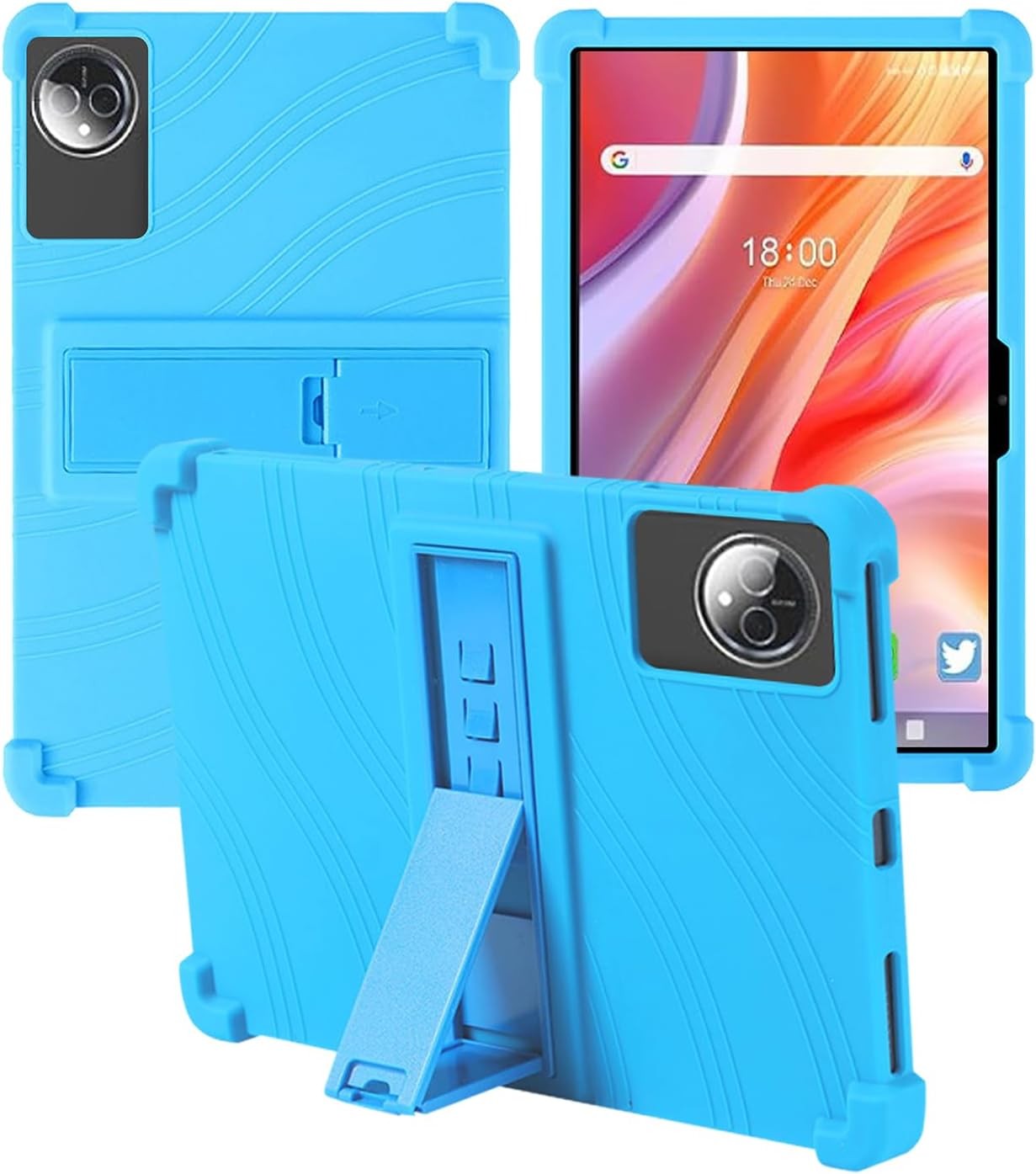 Soft Silicone Case for FEONAL D126 2025 11 Inch Tablet, Shockproof Protective Cover with Adjustable Stand, Kids Friendly - SkyBlue