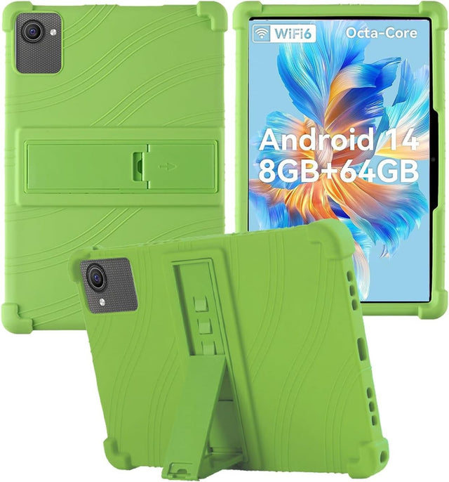 Soft Silicone Case for ZOFYWNAS C10 10-Inch Tablet, Adjustable Kickstand Shockproof Kids Friendly Cover (Green)