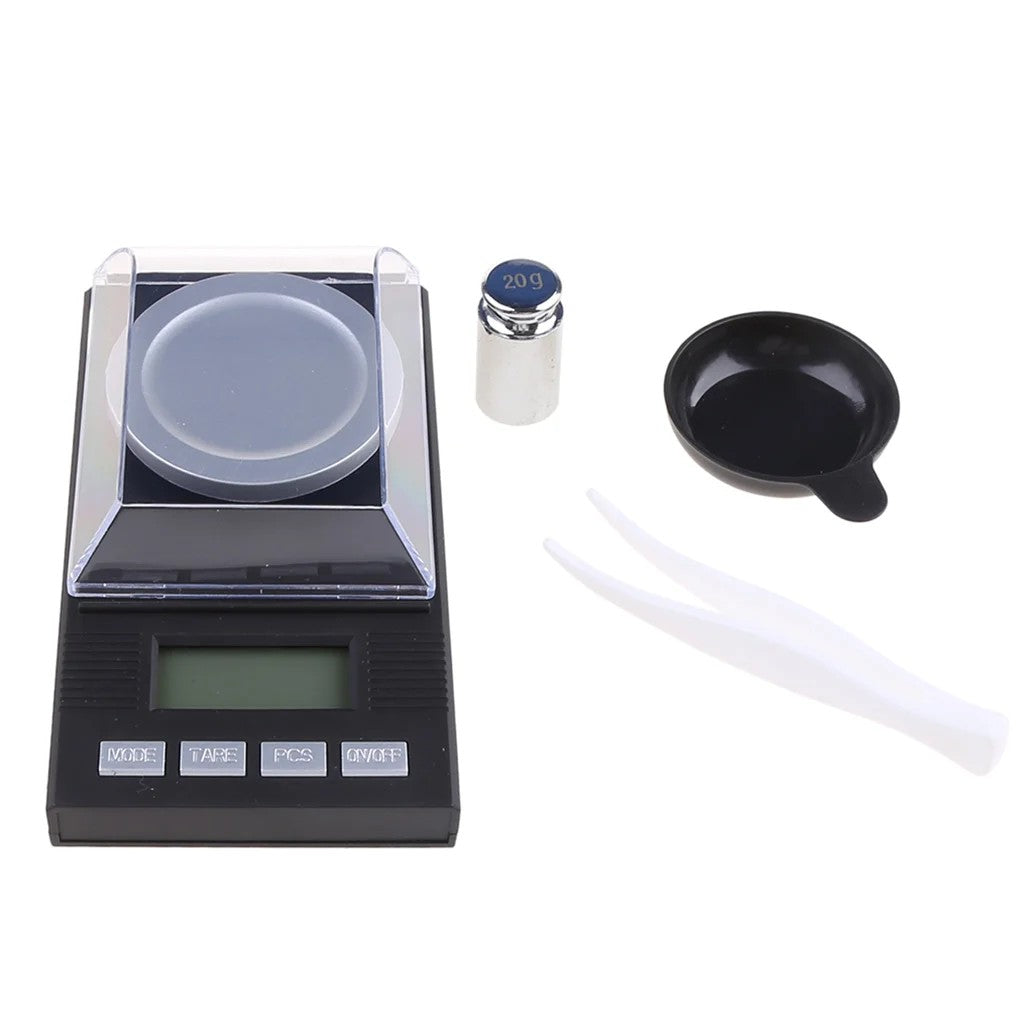 Digital Jewelry Scale 20g/0.001g, Stainless Steel, LCD Display, with Tray & Tweezers
