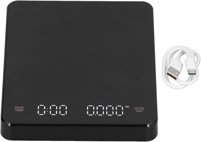High Precision Rechargeable Coffee Scale 3kg ABS with Backlit LCD, Multi-Purpose Kitchen & BBQ Accessory for Weighing