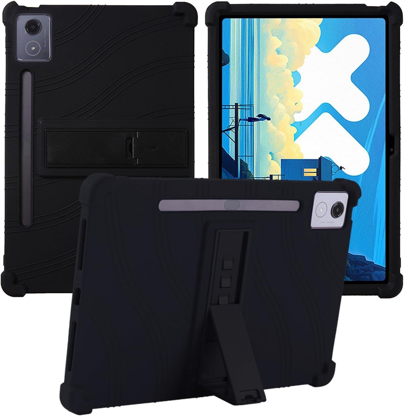 Soft Silicone Tablet Case Compatible with Lenovo Idea Tab Pro 12.7, Adjustable Stand Shockproof Kid-Friendly Cover