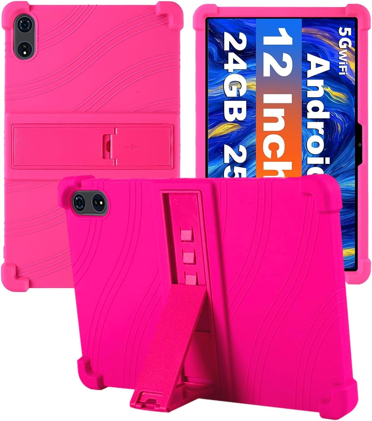 Soft Silicone Case for JJGJ TAB9 QDDQ TAB9 Relndoo TAB9 12 Inch Tablet, Shockproof Adjustable Stand Kids Friendly Cover