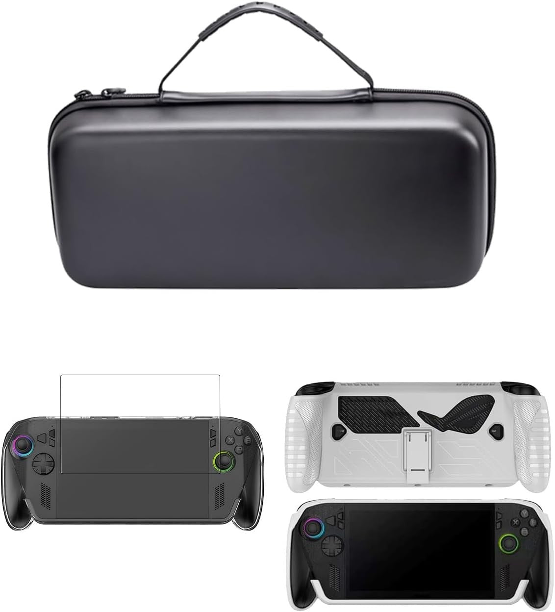 Compatible with ROG Ally X EVA Carrying Bag + TPU Case + Tempered Glass Screen Protector