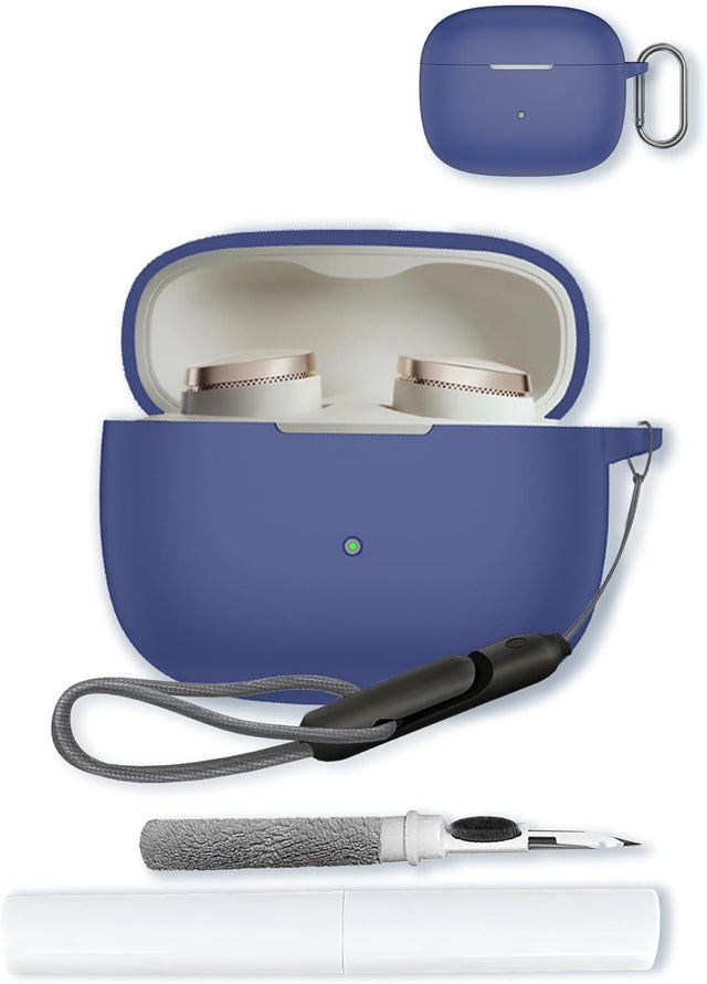 Silicone Case for Bowers & Wilkins Pi8 Wireless Earbuds, Soft Protective Cover with Keychain, Cleaning Kit & Lanyard - Shockproof, Slim Fit