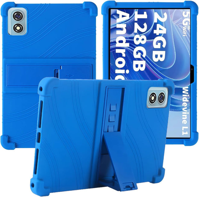Soft Silicone Tablet Case Compatible with HISORL T901 10", Adjustable Stand, Shockproof, Kids Friendly, Blue