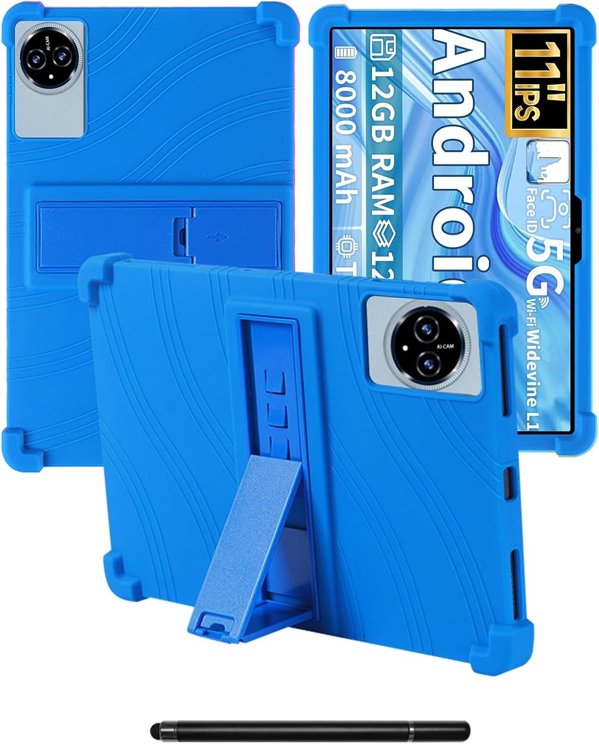 Compatible with QDDQ/Relndoo P80 11in Case, Silicone Adj. Stand, Shockproof, Kid-Friendly