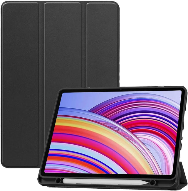Tri-Fold Tablet Case for Xiaomi Redmi Pad 2 Pro 12.1", Premium PU, Full Protection, Black