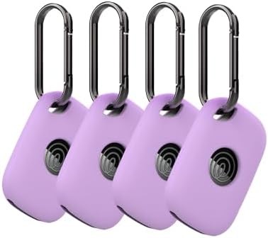 4 Pack Silicone Case Compatible with Tile by Life360 Pro 2024, Shockproof Cover & Keychain - Purple