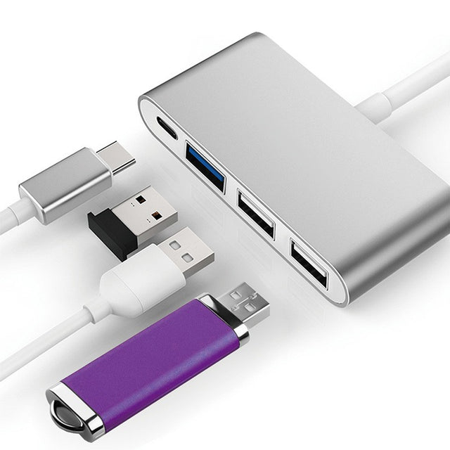 USB C Hub 4-in-1 Splitter Multifunction Adapter for Laptop Phone Gaming Console High-Speed Data Transfer