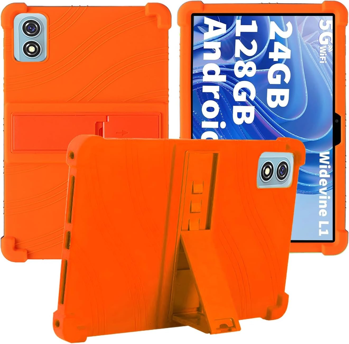 Silicone Adjustable Stand Case Compatible with HISORL/Suicoey/YLEEBG T901 10" Tablet Rosered Orange