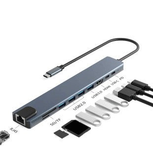 10-in-1 USB-C to HDMI Adapter Hub with Ethernet, for Phone, PC, Gaming Console