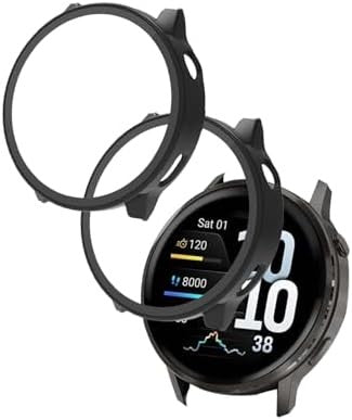 2 Pack Compatible with Garmin Venu 4 45MM Watch Case, Ultra-Thin Hard PC Cover & Screen Film, Clear Black