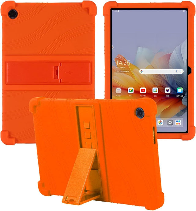 Compatible with Lenovo Tab 10.1 Case, Soft Silicone Adjustable Stand Shockproof Kid Friendly Orange