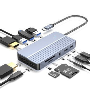 11-in-1 USB C Hub, Dual HDMI 4K, for Phone, Tablet, Laptop, Switch