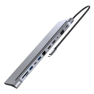 12-in-1 USB-C Docking Station Dual HDMI Gigabit Ethernet Laptop Stand Hub